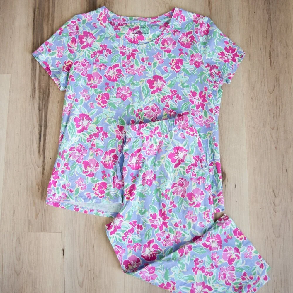 Sleep Sense Floral Pajama Set Size Medium Soft Lounge Set - Picture 2 of 3